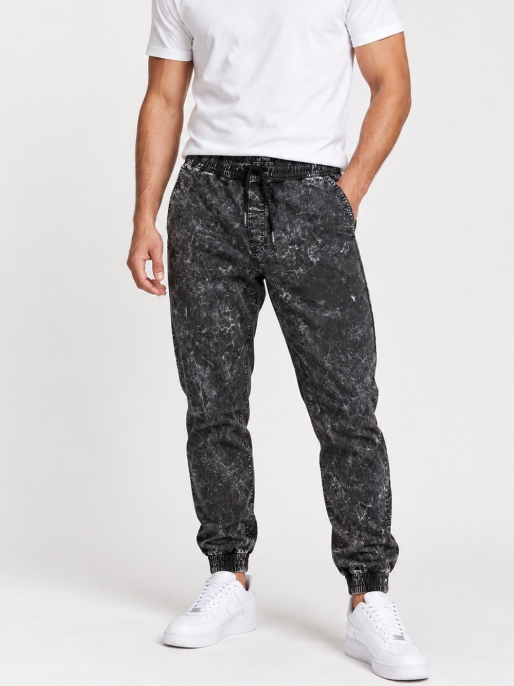 ZANEROBE Black Acid Wash Sureshot Jogger Pants Size 34